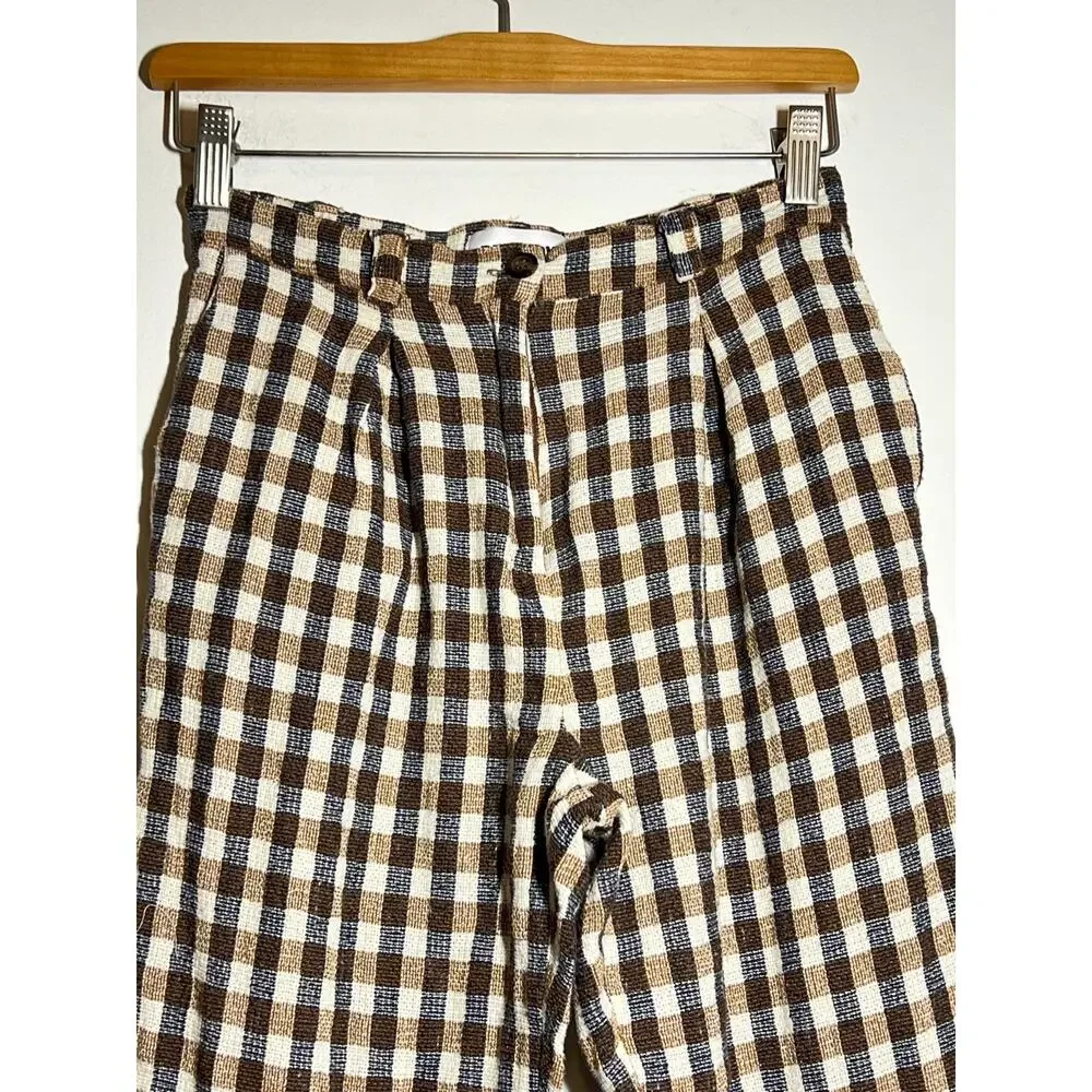 Rita Row EUC Brown Gingham Cotton Blend Bonj Trousers Pants S